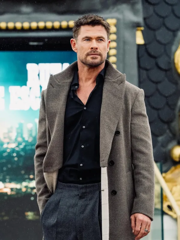 Crime 101 Chris Hemsworth Inspired Grey Wool Overcoat 2026