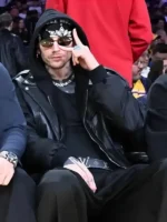 Lakers Grizzlies Basketball Game Machine Gun Kelly Black Leather Jacket