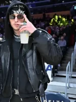 MGK Los Angeles Lakers Game Black Leather Jacket