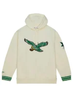 NFL Mitchell & Ness Cream Philadelphia Eagles Chainstitch Retro Hoodie