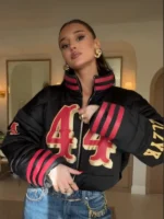 San Francisco 49ers Kristin Juszczyk 44 Puffer Jacket Black