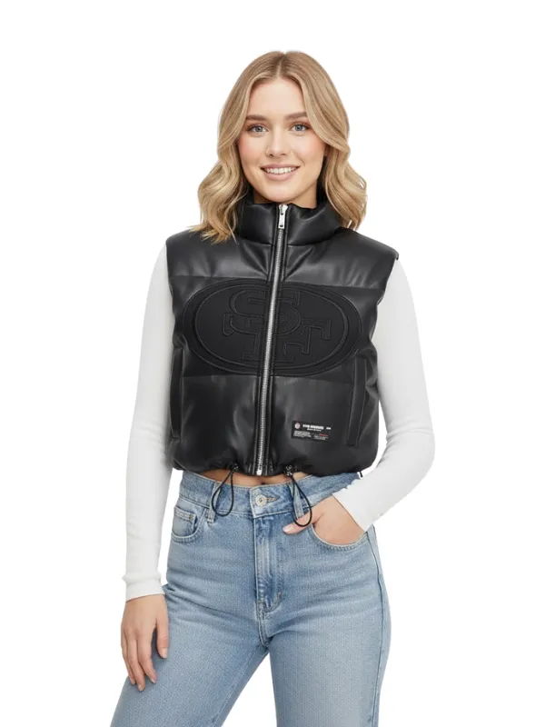 Womens San Francisco 49ers Off Season x NFL Leather Vest Black
